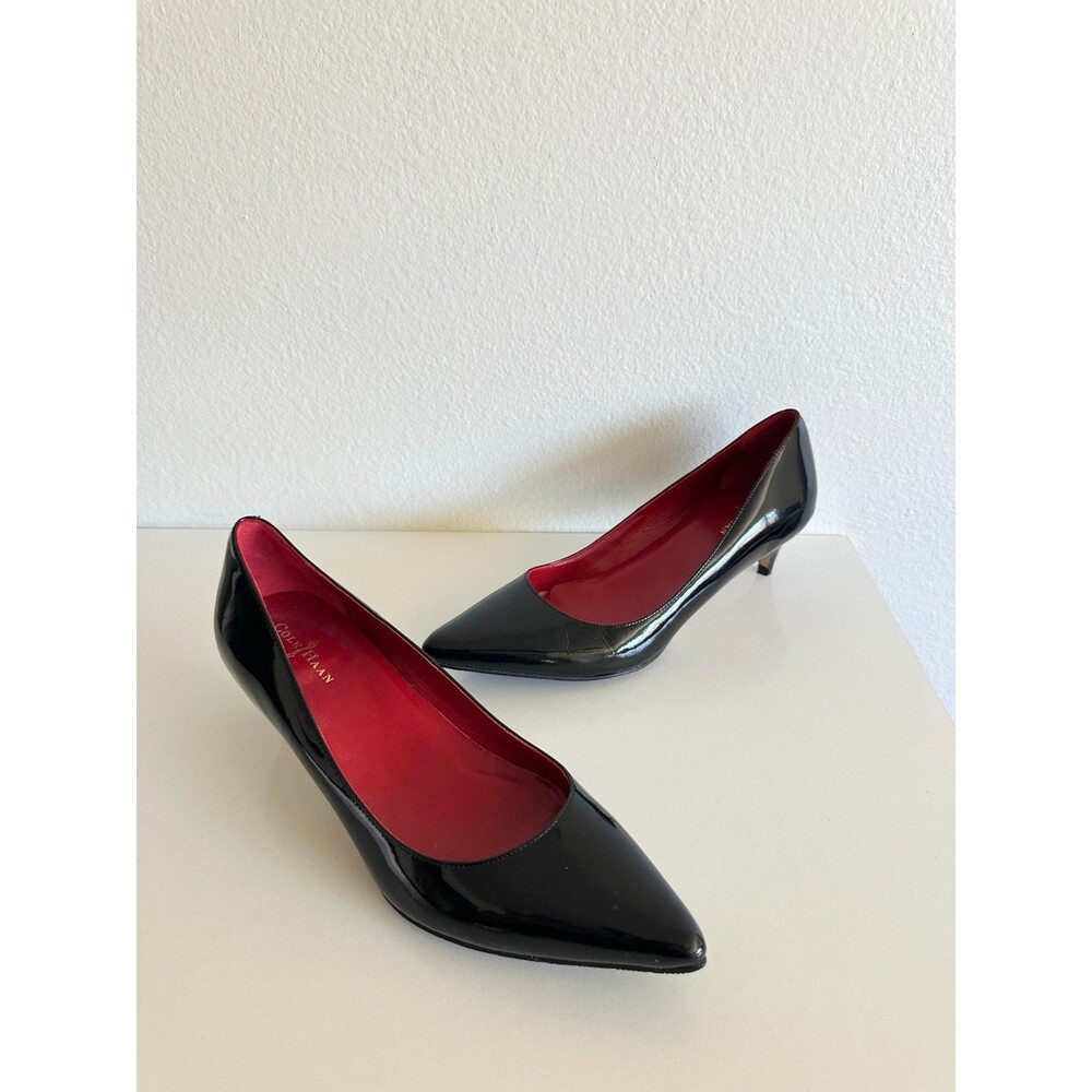 Cole Haan Juliana Pointed Toe Patent Leather Black Pump Heel Career Women's 7.5